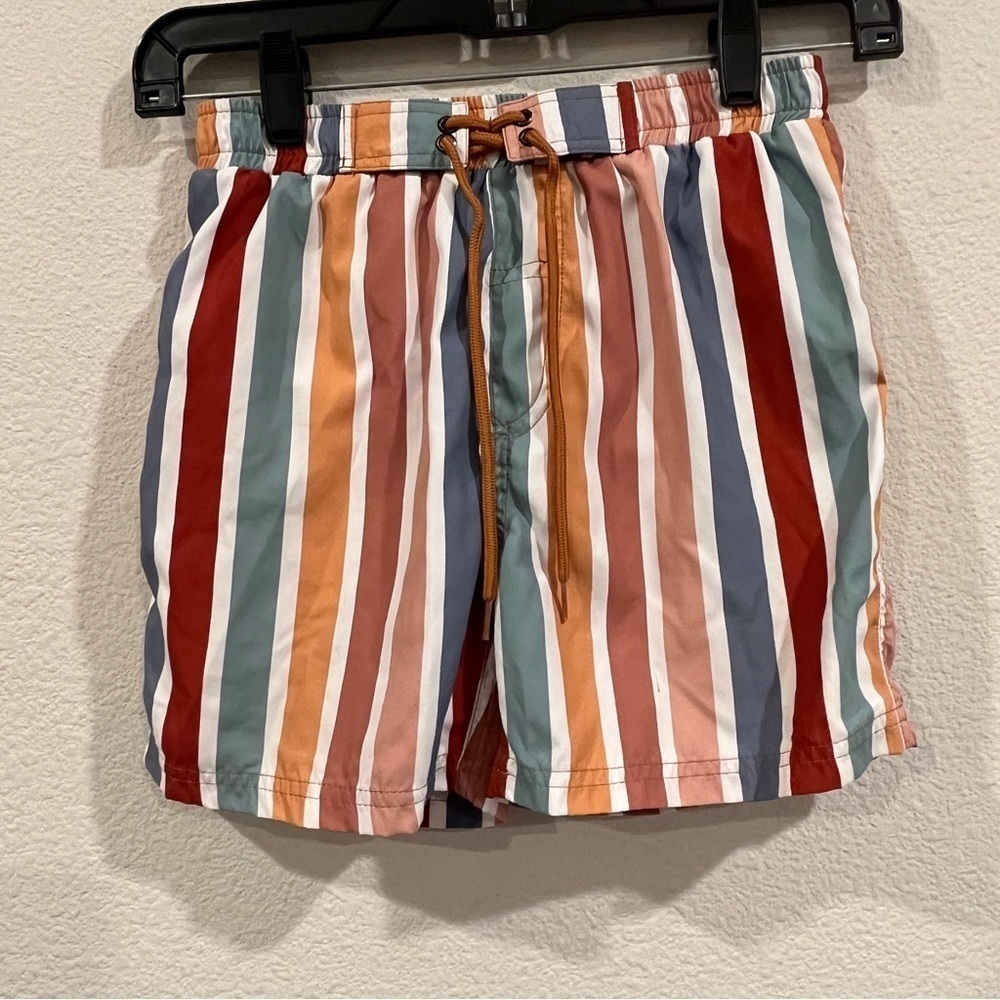Pepita & Me stripe boys swim shirts size 12 tie waist built in briefs